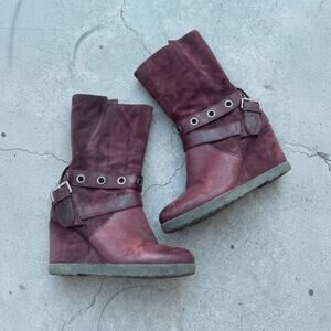 Slavic Bimbo Black Suede Yeti Wedge Boots Indie Sleaze